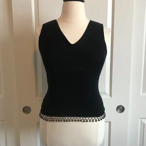 NWT Hillard & Hanson Black Sleeveless Tank Top with Beaded Hem M
